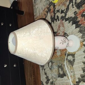 flower printed lamp with shade.